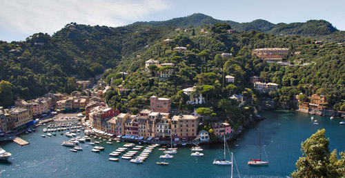 Vista panoramica di Portofino, Golfo del Tigullio, Genoa Italy