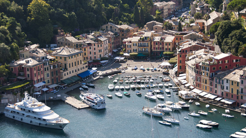 Vista panoramica di Portofino, Golfo del Tigullio, Genoa Italy